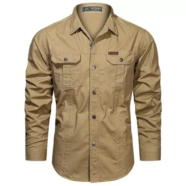 Camisa Manga Longa Militar Camisa Manga Longa Masculina Militar Sr Aflha Marrom P 