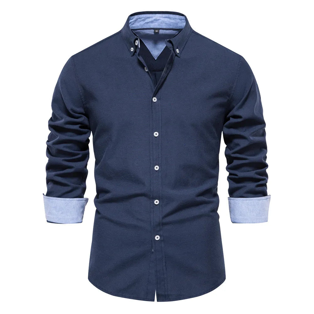 Camisas Manga Longa Oxford CAMISA005 G2 Sr Aflha Azul Marinho 43 