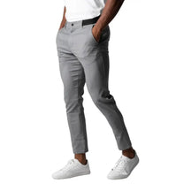 Men Trousers Solid Color Pants Elegant Men's Slim Fit Business Pants with Elastic Waist Button Closure Pockets Soft for Work Sr Aflha S Grey 