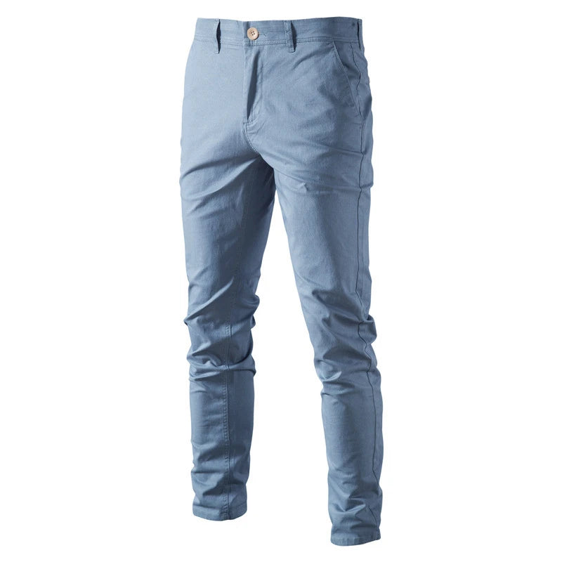 AIOPESON Casual Cotton Men Trousers Solid Color Slim Fit Men's Pants New Spring Autumn High Quality Classic Business Pants Men Sr Aflha Blue 34 