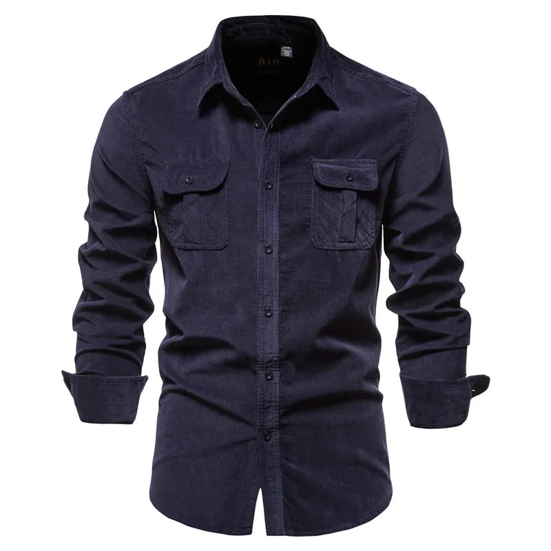 Camisa Manga Longa Casual CAMISA07 G2 Sr Aflha Azul Marinho P - 55-65kg 