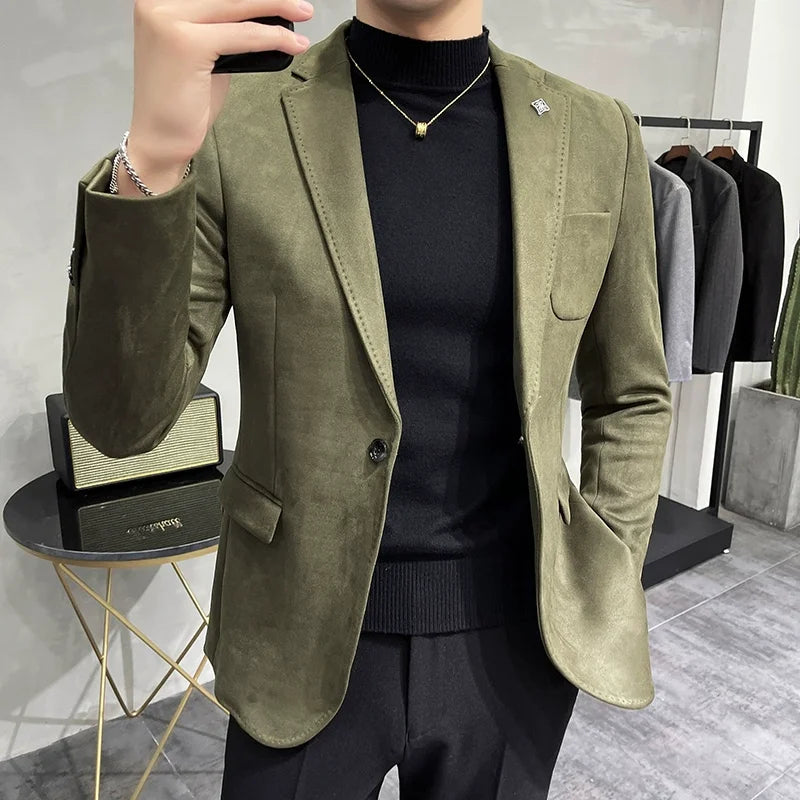 Blazer Masculino Slim Alpha Sr Aflha army green Asia L 56-62KG 