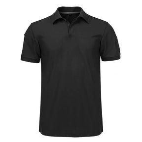 Mens Short Sleeve Sport T Shirts Quick Dry Running T-Shirt Military Tactical Shirts Casual Lapel Buttons Pullover Fitness Shirt Sr Aflha Black 3XL 