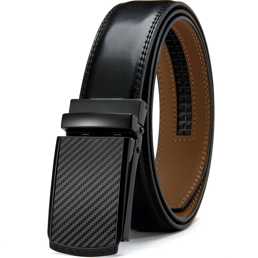 DOOPAI Mens Leather Belt Multiple Colors Automatic Available Belts Leisure Fashion Ratchet Belts for Men Pants Waistband Sr Aflha 95WDYXWFLZD-BK 135cm 