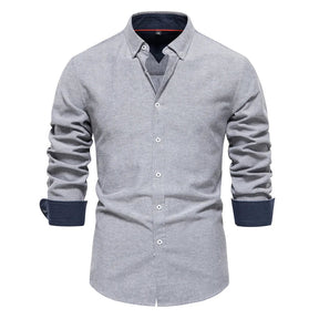 Camisas Manga Longa Oxford CAMISA005 G2 Sr Aflha Cinza 42 