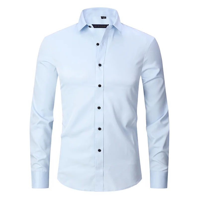 Camisa Social Masculina Elástica Slim Fit Sr Aflha Azul Claro XG 