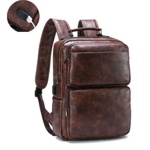 Mochila de Couro com Carregador Integrado MOCHILA009 G2 Sr Alpha Marron Chocolate 